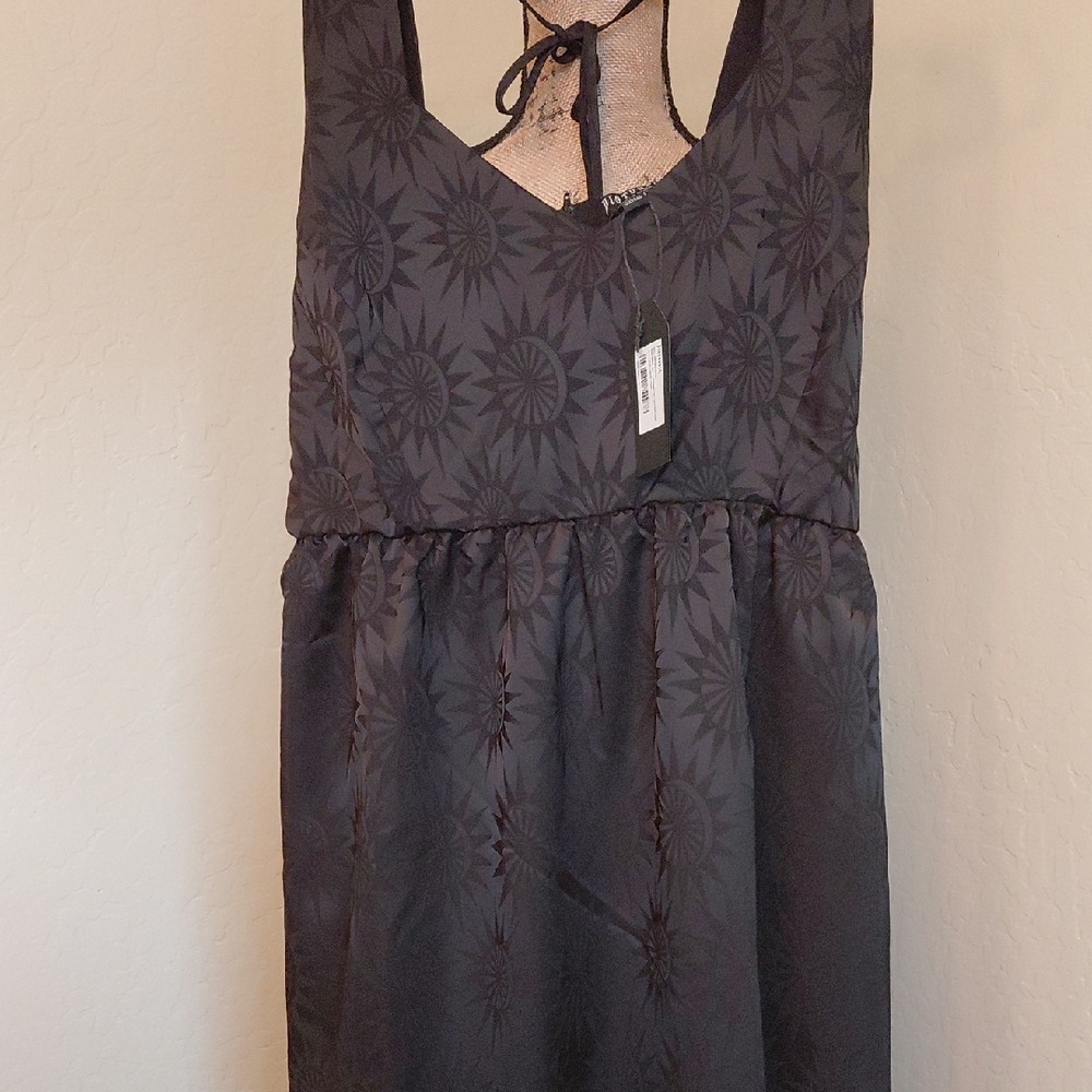DISTURBIA SEMINE CELESTIAL PRINT CAMI MIDI DRESS UK20 US16 BLACK